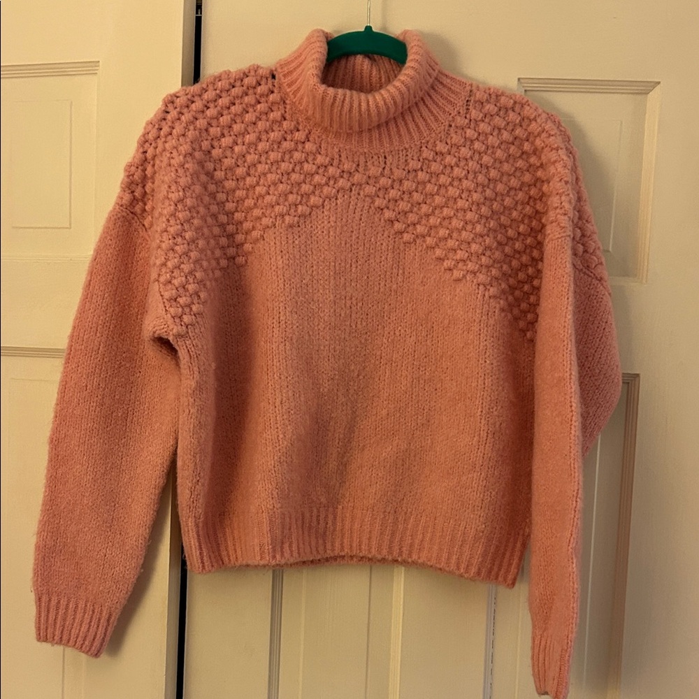 Free People pink  Knit Turtleneck Sweater